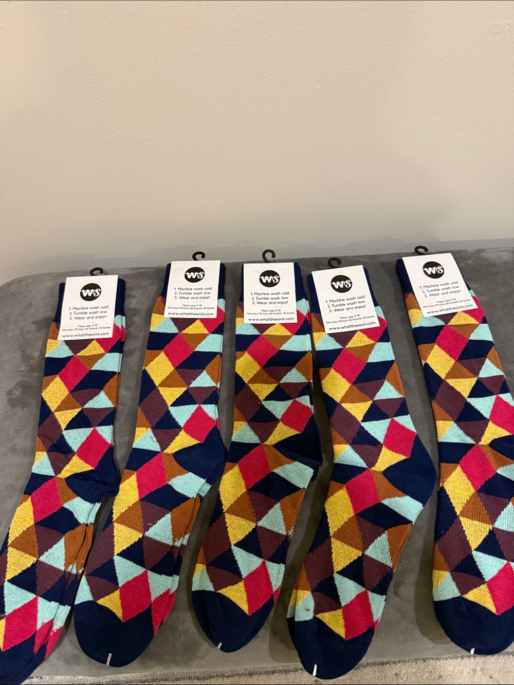Bundle 5 Colorful Geometric Men's Socks - Multicolor